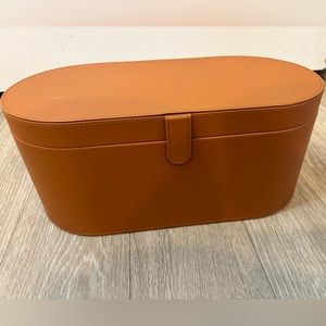 DYSON Airwrap Styler Leather Large Storage Hard Box Tan Brown Dividers CASE ONLY